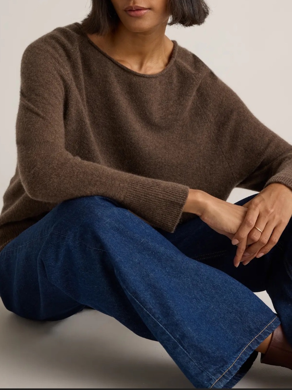 Quince 100% Mongolian Cashmere Relaxed Boatneck Sweater Brown Size Large - Picture 5 of 15